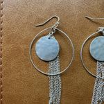 Silver‎ Tone Hoop Earrings with Chain Tassels Dangle Drop Statement Silver Photo 1