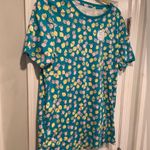 kim rogers NWT  Size S Turquoise Pink Lemon Crew Neck Short Sleeve Tee Shirt Photo 4
