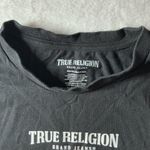 True Religion  Brand Jeans Cropped Black‎ Graphic T-Shirt White Stitching Photo 2
