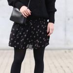 Maje  Jouet Printed Chiffon Smocked A-Line Mini Skirt Imprime Black Womens Sz 1/S Photo 1