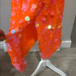 Anthropologie Vibrant Sequin Pencil Skirt,Orange Sequin Disc Skirt size 6 Photo 6