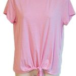 Ideology Tie Front Short Cap Sleeve Solid Pink T Shirt Crew Neck Small Pullover Photo 1