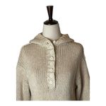 Soft Surroundings  Beige Cotton Button Front Hooded Knit‎ Pullover Sweater Size S Photo 3