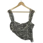 LIONESS NWT Women’s District Sheer Asymmetrical Top in Zebra Print Size XL Photo 10