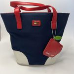 Tommy Hilfiger Apple Fabric Logo Tote Bag Coin Purse Keychain Red White Blue 9” Photo 2