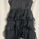 BCBGMAXAZRIA  Black Strapless Scallop Tulle Trim Tiered Dress 8 Petite Photo 0