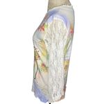 Cactus Vintage Brand Lace Sleeve Blouse Top Floral Bicycle Print Lettuce Hem Med Photo 4