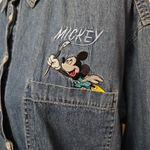 Disney Mickey Jerry Leigh 90s Denim Embroidered Cotton Button Down Size Medium Blue Photo 2