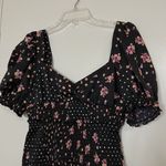 For Love & Lemons NWOT black pink floral ruffle hem Camellia Mini Dress Medium Photo 2