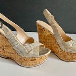 Casadei Ayers Snakeskin Cork Slingback Wedge Sandals Sz 41 Photo 0