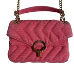 Sandro Pink Yza Quilted Gold Chain Canvas Bag Photo 4