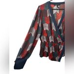 BCBG MaxAzria Womens Geometric Print Wrap Top Multicolor Polyester NWOT Photo 2