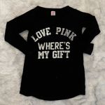 PINK - Victoria's Secret Victoria’s Secret Pink Vintage Where’s My Gift Sequin Black Pajama Sleep Shirt M Photo 0