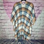 Matilda Jane JUST IMAGINE PAIGE PLAID FRINGE BUTTON FRONT HI LOW CAPE PONCHO OS Photo 1