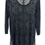 Ariat Black Burnout Velvet Sheer Tunic Top Women's M Boho Western Long Sleeve Photo 0