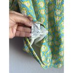 VOY Women's Textured Floral Blue Yellow Puff Sleeve Blouse Size M Casual‎ Chic Photo 12