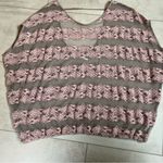 Free People  Womens County Fair Blouse Top Sheer Taupe Pink Banded Bottom Size L Photo 9