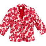 Vintage Harold’s 6 Red/White Floral Damask 3 Button Blazer Jacket 3/4 Sleeve 4 Pink Photo 0