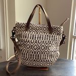 Myra Bag Gray and Cream Geometric Pattern Shoulder Bag Brown Photo 0