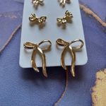 Gold Tone Bow Stud Earrings Set Women Jewelry Set Photo 2
