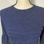 Top Shop Flare Sleeve Navy Striped Crewneck Blouse Photo 1