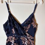 Lulus  At The Afterparty Navy Blue Burnout Velvet Floral Mini Dress Size Small Photo 2