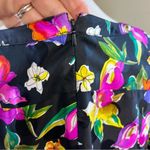 Y2K 100% Silk 90's Bright Floral Long Sleeve Midi Dress Sz 12 Modest Trad Wife Black Photo 3