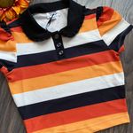 Unique Vintage NWT Candy Corn Stripes Crop Top SMALL Photo 2