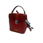Viola Castelani red ruby leather handbag backpack 548098 made in Italy N… Photo 1