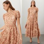 Mac Duggal NWT 8060 Ruffle Tiered Short Sleeve A Line Dress Beige 2 Photo 1