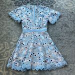 TALULAH LA MAISON  Infatuation Floral Lace Mini Dress Blue Tan Small Photo 5