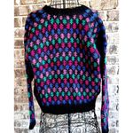 Best American Clothing Co Cardigan Medium Wool Blend Black Geometric Vin… Size undefined Photo 1