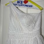 Mac Duggal  White And Gold Polka Dot One Shoulder Tiered Dress  Size 0 Photo 5