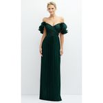 After Six  Dramatic Ruffle Edge Convertible Strap Metallic Pleated Maxi Dress Photo 5
