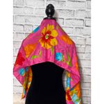 Liz Claiborne Silk Scarf Floral Pink Orange Blue Lightweight Accessory Photo 1