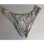 J.Crew  Blue Floral Mid Rise Curved-Waist‎ Cheeky Bikini Bottom Size Large NWT Photo 1