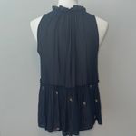 Loft  Blue Sleeveless Embroidered Floral Baby doll Sheer Top Blouse Women's Small Photo 5