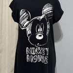 Disney  Black Mickey Mouse Front Scoop Neck Short Sleeve Sleepshirt Dress L-XL Photo 0
