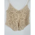 Forever 21  Crochet Sweater Crop Tank Top Size Small Beige Cream Hippie Boho Y2k Photo 2
