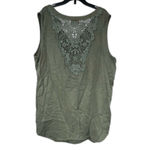 Knox Rose Crochet Knit Detail Boho Sleeveless Tank Top Sage Size XXL Photo 2