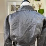 Vintage 80s 90s Le Château Metallic Silver Gunmetal Cropped Wrap Shirt M Size M Photo 6