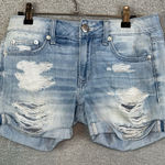American Eagle  Outfitters Shorts Womens 0 Blue Distressed Boy Midi Stretch Denim Photo 0