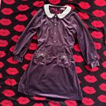Axes femme Japan purple velvet rose pockets long sleeve dress S Photo 0