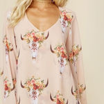Show Me Your Mumu  Western Skull Long Sleeve Blouse Top Medium Photo 0