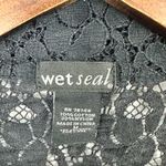 Wet Seal  Blazer M‎ Black Lace Crochet Open Front Floral Sheer Y2K Party Romantic Photo 1