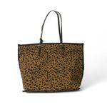 Anthropologie  Leopard Print Tote Bag‎ Large Shopper Travel Work Brown Black Photo 1