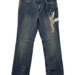 Disney Store Jeans Womens 8 Cotton Blue Tinkerbell High Waist Straight Leg Photo 0