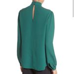 ALC Frank ALC Size 4 Green Liza Silk Choker Deep V-Neck Long Sleeve Blouse Photo 4
