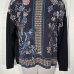 Hale Bob  Black and Blue Floral Long Sleeve Blouse Size XS EUC Photo 0