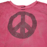 Hard Candy Top Size XL 15-17 Fishnet Shirt Cover Up Top Graphic Peace Logo Pink Photo 2
